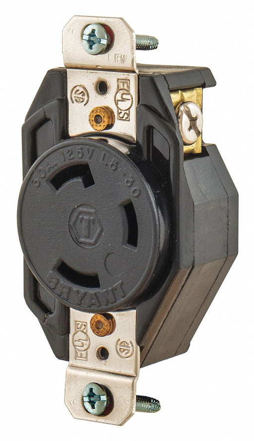 Locking Receptacle Black 125VAC 2 HP 30A