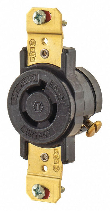 Locking Receptacle Blk 250VAC 1.5 HP 15A