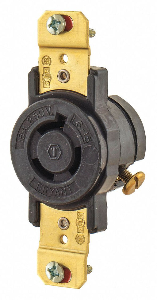 Locking Receptacle Blk 250VAC 1.5 HP 15A