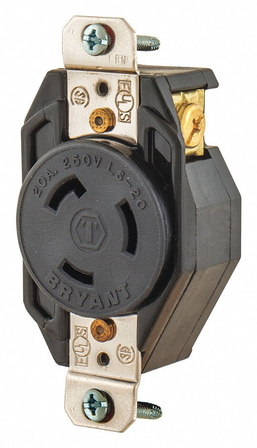 Locking Receptacle Black 250VAC 2 HP 20A