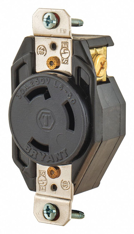 Locking Receptacle Black 250VAC 2 HP 30A