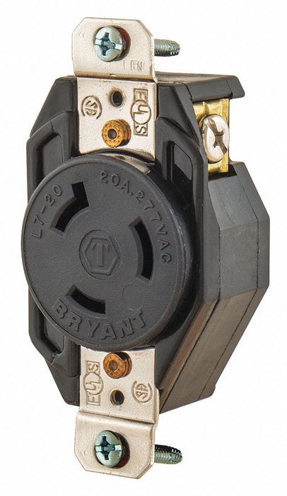 Locking Receptacle Black 277VAC 2 HP 20A