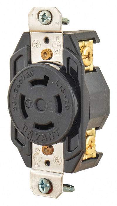 Locking Receptacle Black 250VAC 3 HP 20A