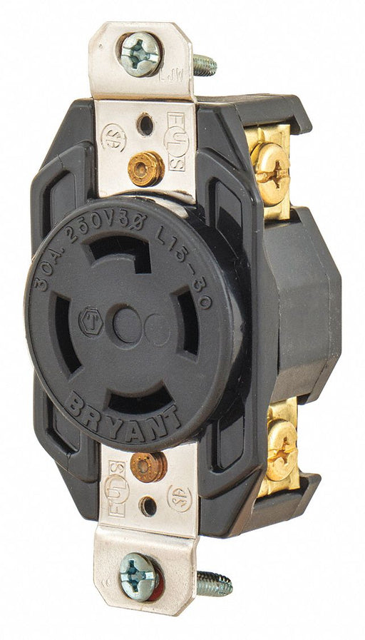 Locking Receptacle Black 250VAC 3 HP 30A