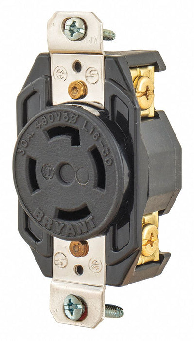 Locking Receptacle Blk 480VAC 10 HP 30A