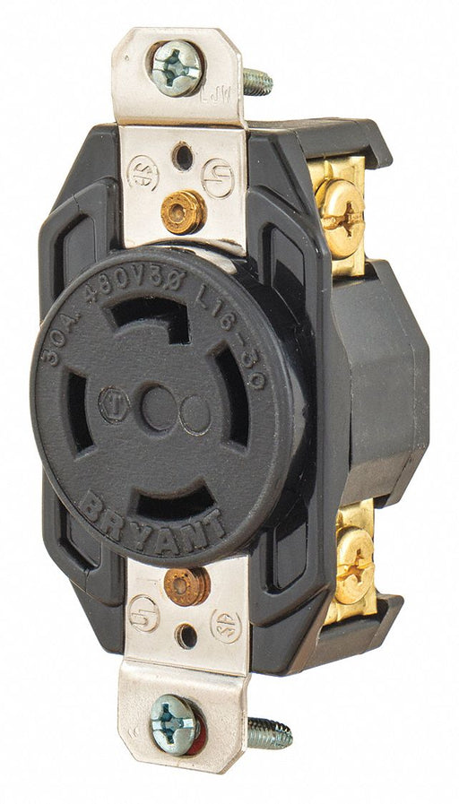 Locking Receptacle Blk 480VAC 10 HP 30A