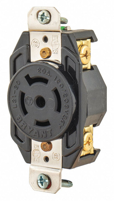 Locking Receptacle Black 120/208VAC 20A