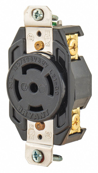 Locking Receptacle Black 120/208VAC 30A