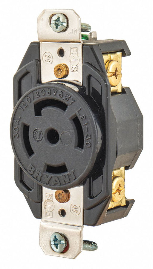 Locking Receptacle Black 120/208VAC 30A