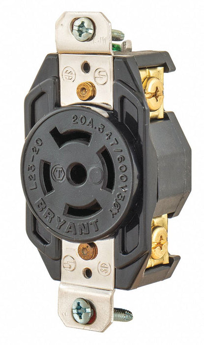 Locking Receptacle Black 347/600VAC 20A