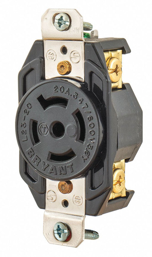 Locking Receptacle Black 347/600VAC 20A
