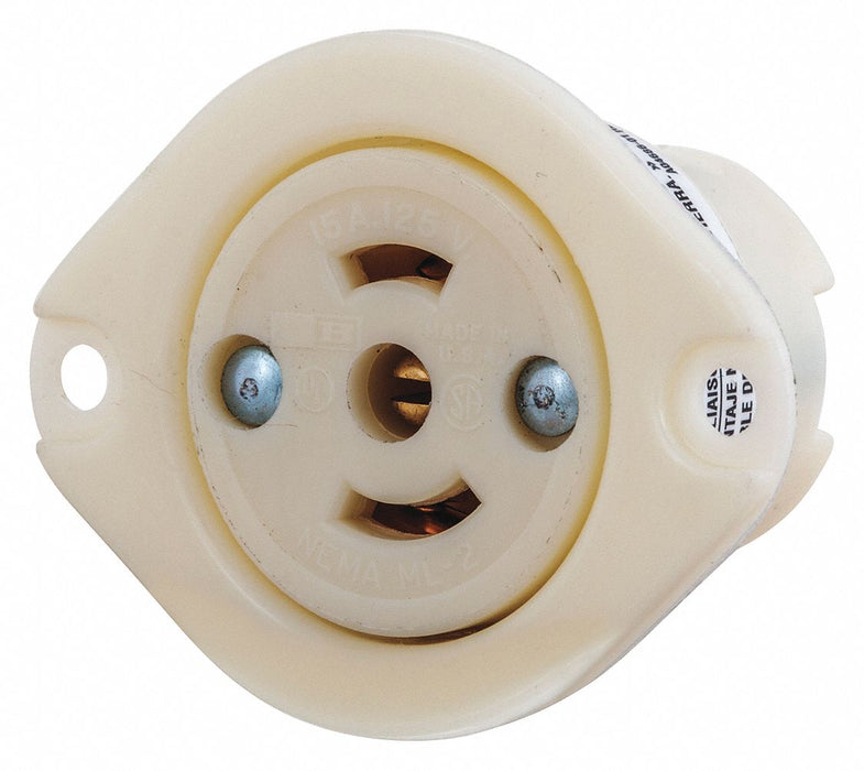 Locking Flanged Receptacle Black/White