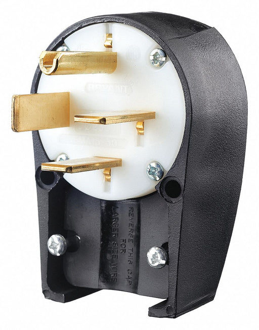 Straight Blade Plug Black/White 250VAC