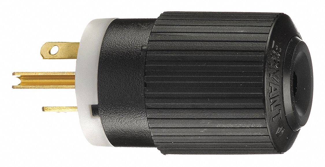 Straight Blade Plug Black/Wht 250VAC