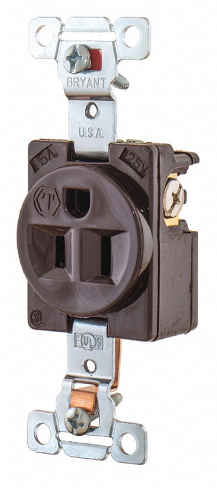 Receptacle Brwn 15A Nylon 0.5 HP 2 Poles