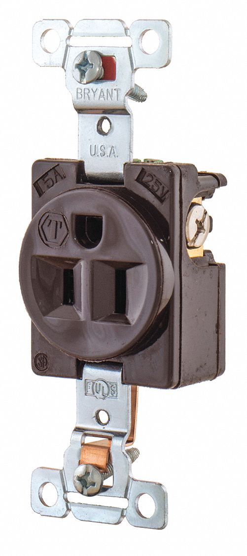 Receptacle Brwn 15A Nylon 0.5 HP 2 Poles