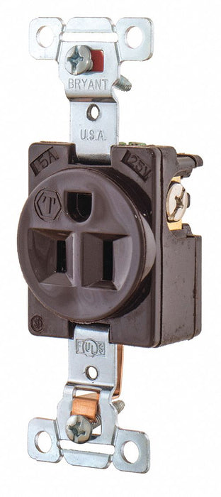Receptacle Brwn 15A Nylon 0.5 HP 2 Poles