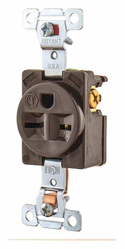 Receptacle Brwn 15A Nylon 1.5 HP 2 Poles