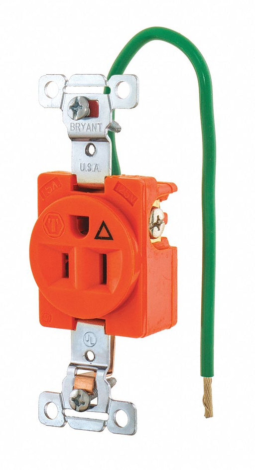 Receptacle Orng 15A Nylon 0.5 HP 3 Wires