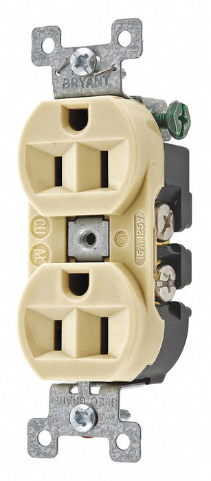 Receptacle Ivory 15A Nylon 0.5HP 2 Poles