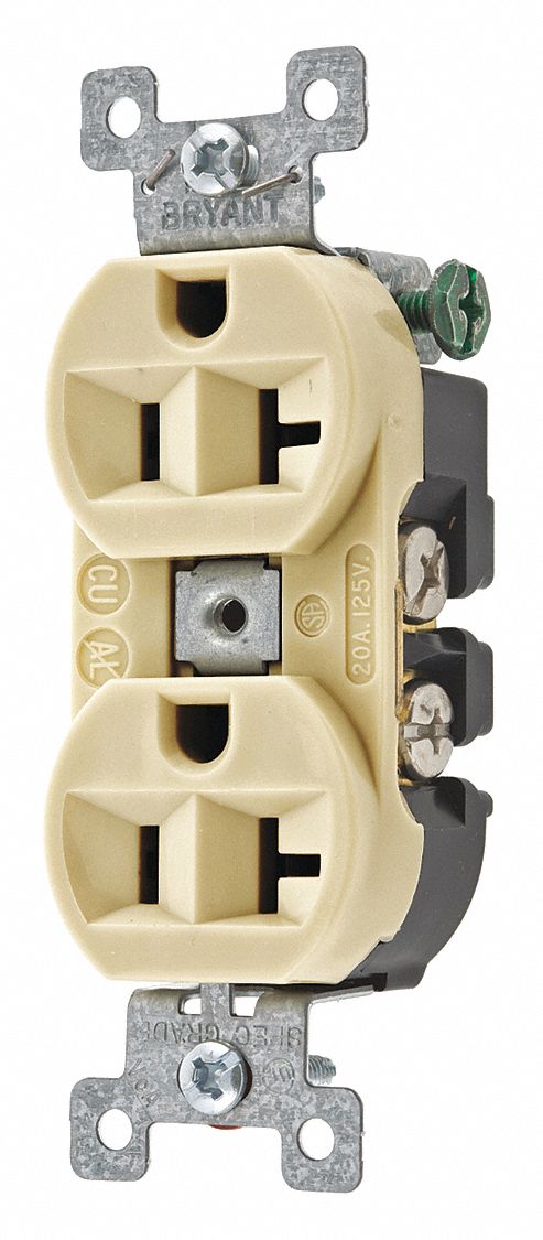 Receptacle Ivory Nylon 1.0 HP 3 Wires