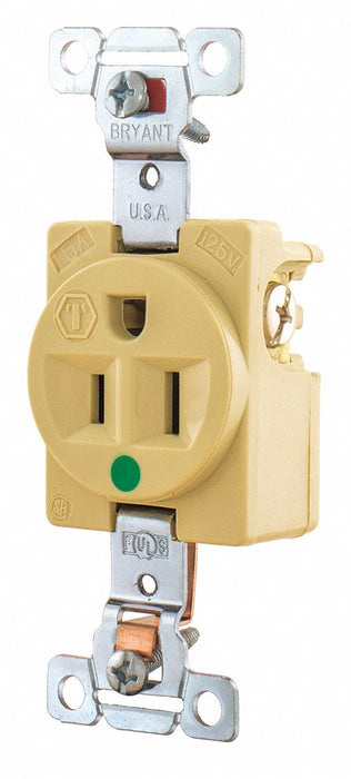 Receptacle Ivory 15A Nylon 0.5 HP