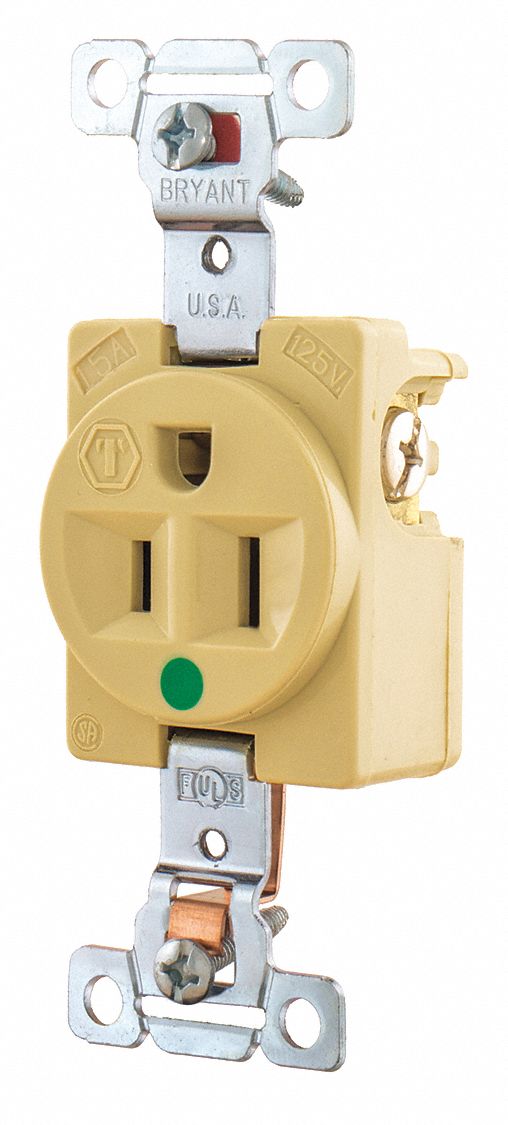 Receptacle Ivory 15A Nylon 0.5 HP