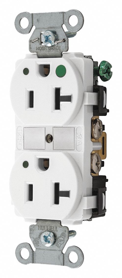 Receptacle Wht 20A Nylon 1.0 HP 2 Poles