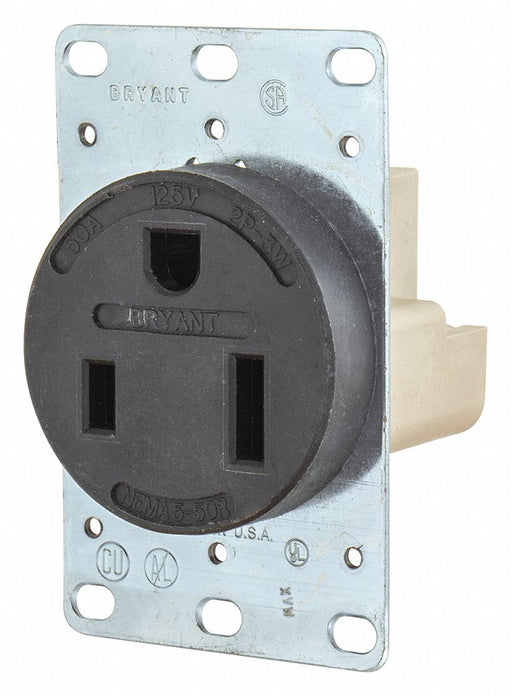 Receptacle Black 50A 2.0 HP 2 Poles