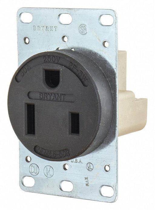 Receptacle Black 50A 3.0 HP 2 Poles