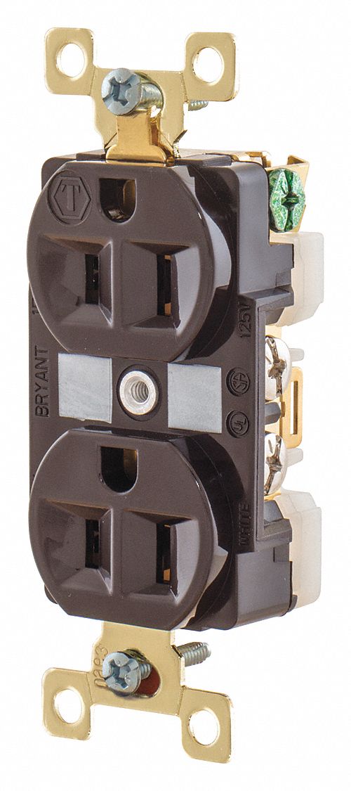 Receptacle Brwn Nylon 0.5 HP 2 Poles