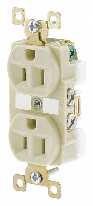 Receptacle Ivory Nylon 0.5 HP 2 Poles
