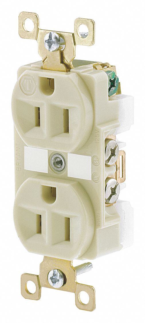 Receptacle Ivory Nylon 0.5 HP 2 Poles