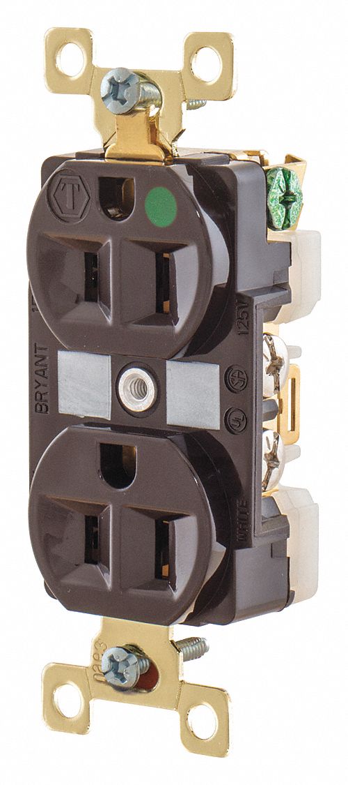 Receptacle Brwn 15A Nylon 0.5 HP 3 Wires