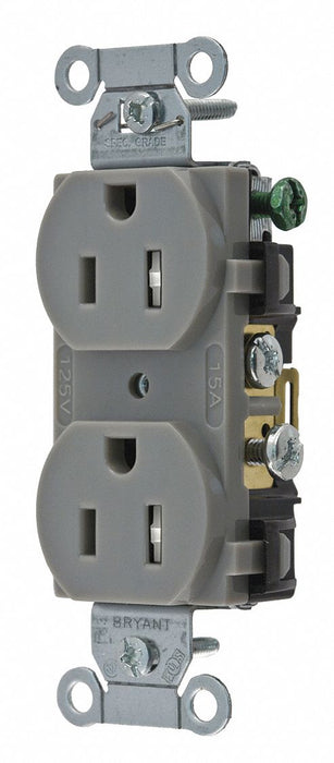 Receptacle Gray 15A Nylon 0.5 HP 2 Poles