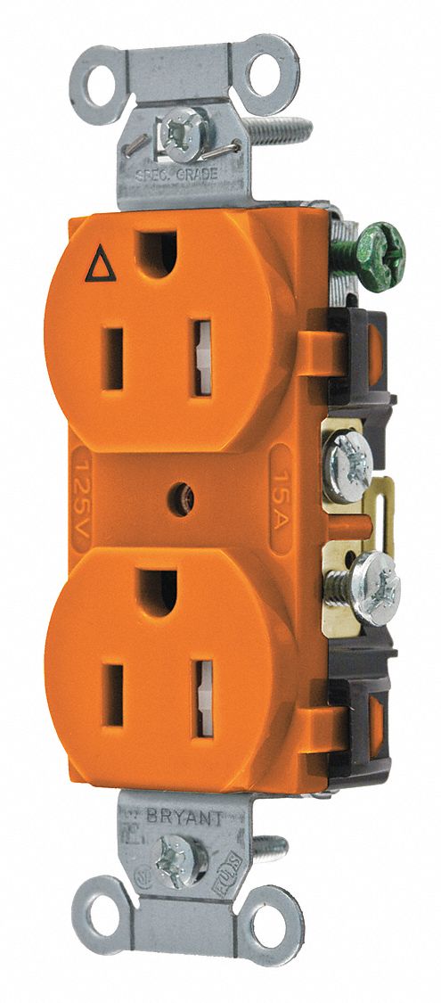 Receptacle Orng 15A Nylon 0.5 HP 2 Poles
