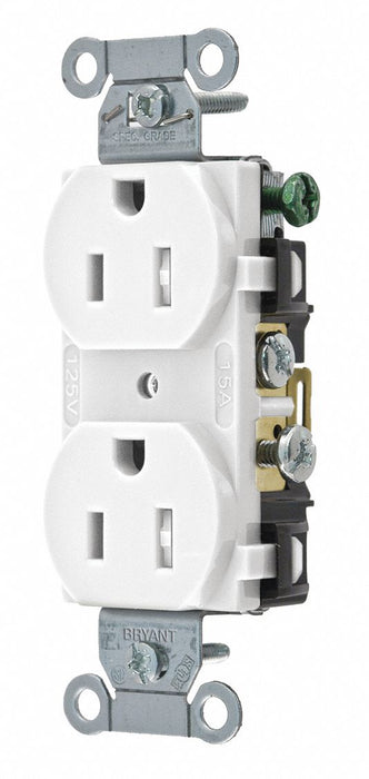 Receptacle White Nylon 0.5 HP 2 Poles