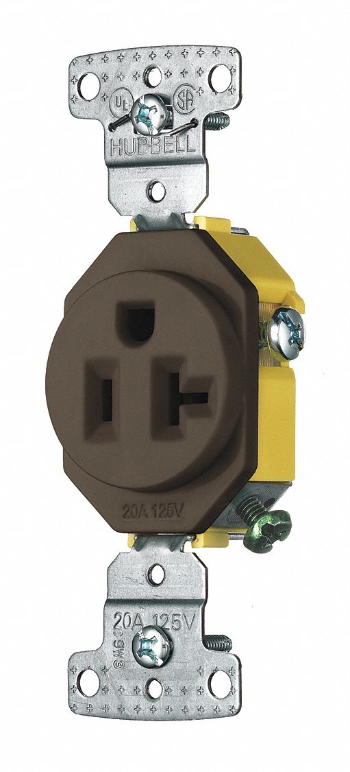 Receptacle Brown 125VAC Mounting Flush