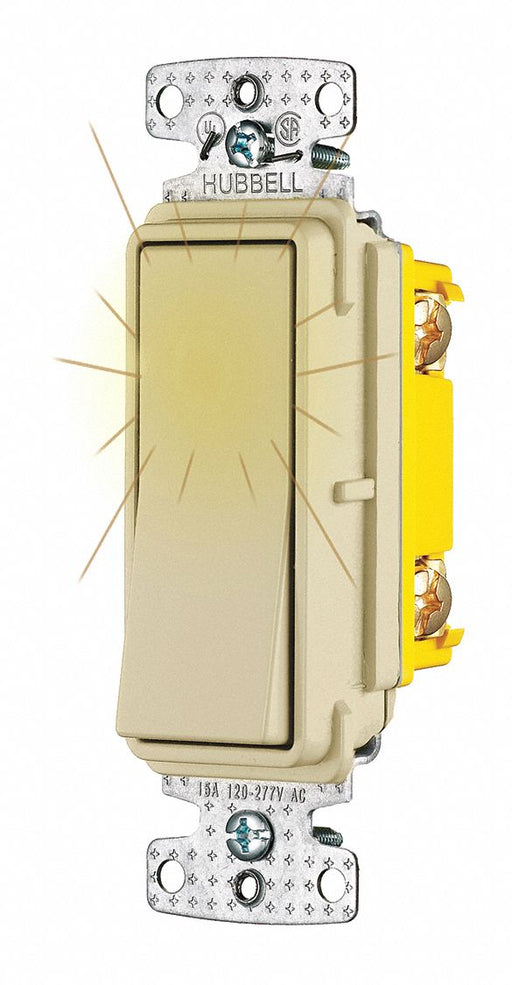Pilot Light Wall Switch Ivory 15A 1/2 HP