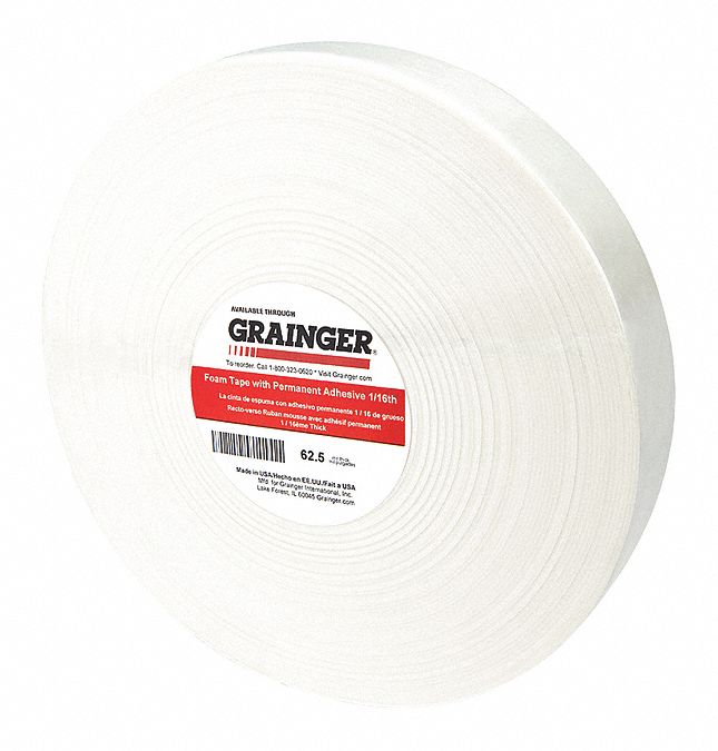 Foam Tape White 36 yd L 1 in W PK9
