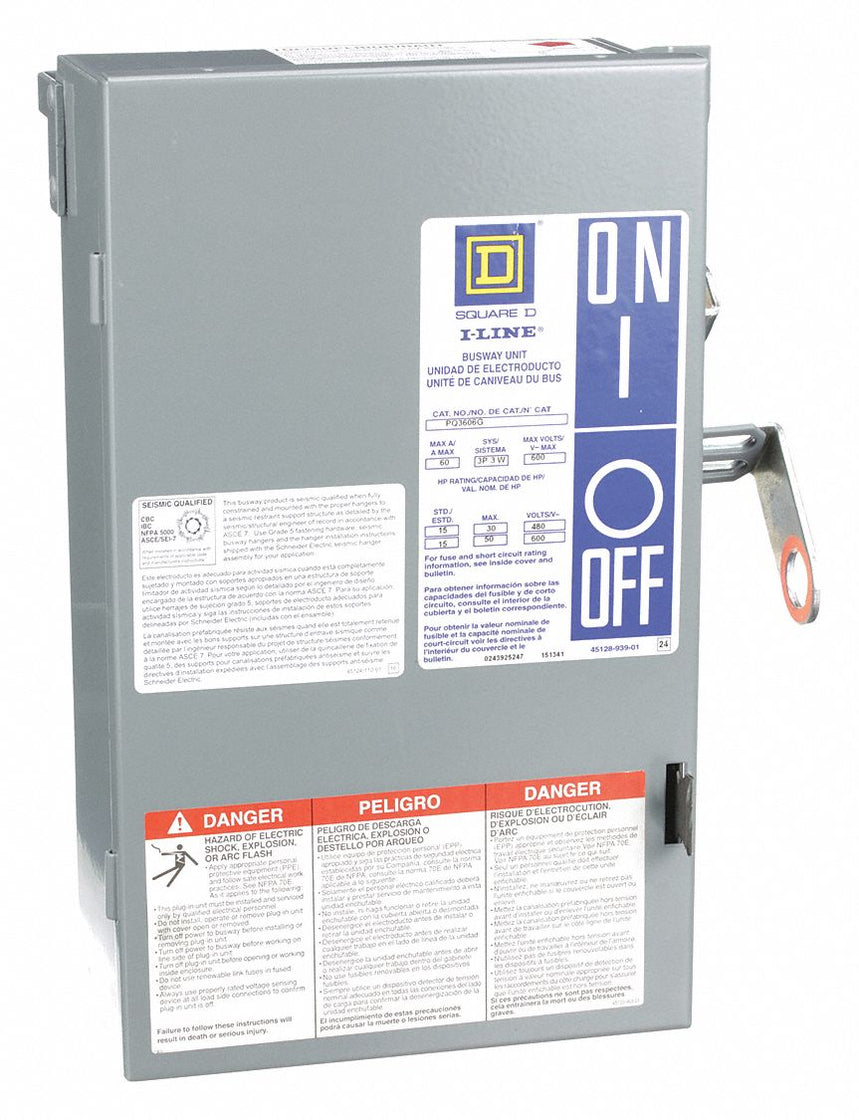 Busway Plug In Unit 60A 600VAC 3 Pole — MIMECOSHOP LLC