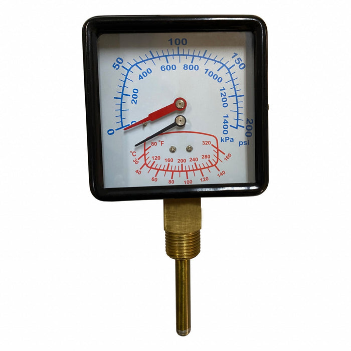 Boiler Gauge Square 0-200PSI 80 to 320 F