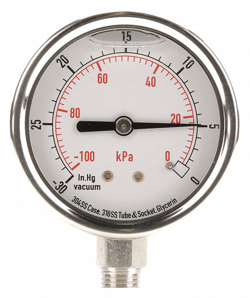 D1364 Vacuum Gauge Liquid Filled 2-1/2 In