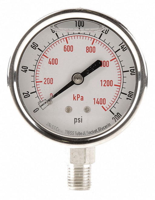 D1364 Pressure Gauge Liquid Filled 2-1/2 In