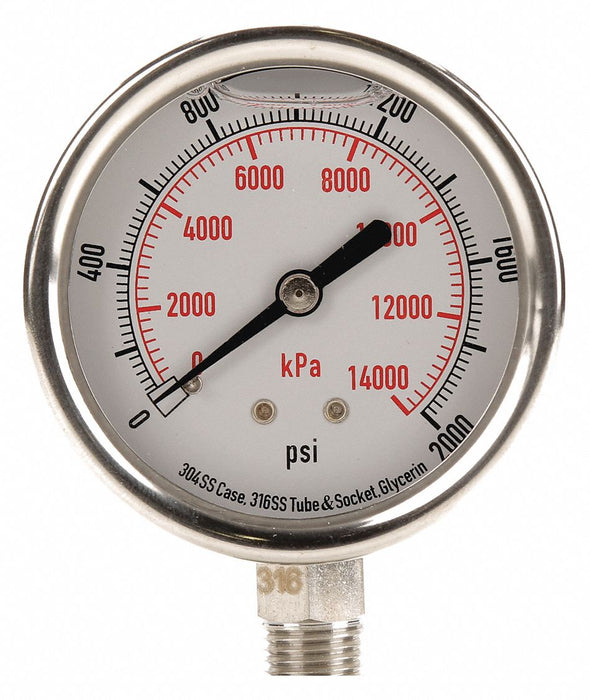 D1364 Pressure Gauge Liquid Filled 2-1/2 In