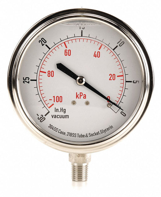 D1368 Vacuum Gauge Liquid Filled 3-1/2 In