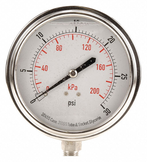 D1368 Pressure Gauge Liquid Filled 3-1/2 In