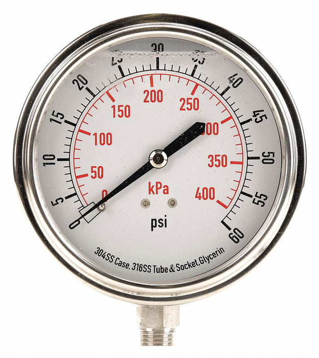 D1368 Pressure Gauge Liquid Filled 3-1/2 In