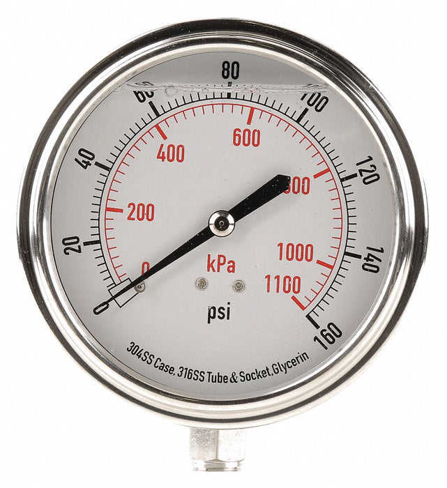 D1368 Pressure Gauge Liquid Filled 3-1/2 In