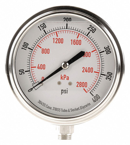 D1368 Pressure Gauge Liquid Filled 3-1/2 In